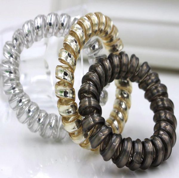 

5.5cm женщин lady девушка elastic rubber телефонный провод тип волос галстуки пластиковые rope hairband аксессуары sqcxcp homes2007, Silver