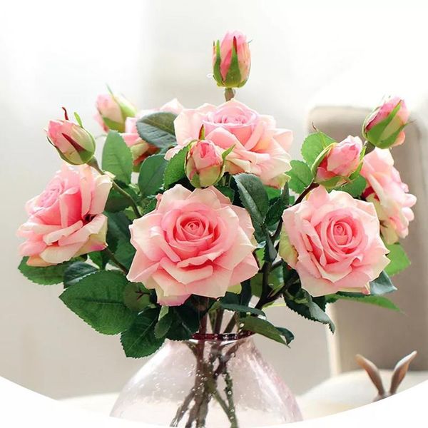 

2 heads real touch rose artificial flowers for wedding home party decoration silk roses fake flower artificial rose branch