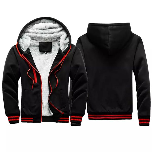 

2020 new men hoodies winter thick warm fleece zipper men hoodies coat sportwear male streetwear hoodies sweatshirts men m-5xl, Black