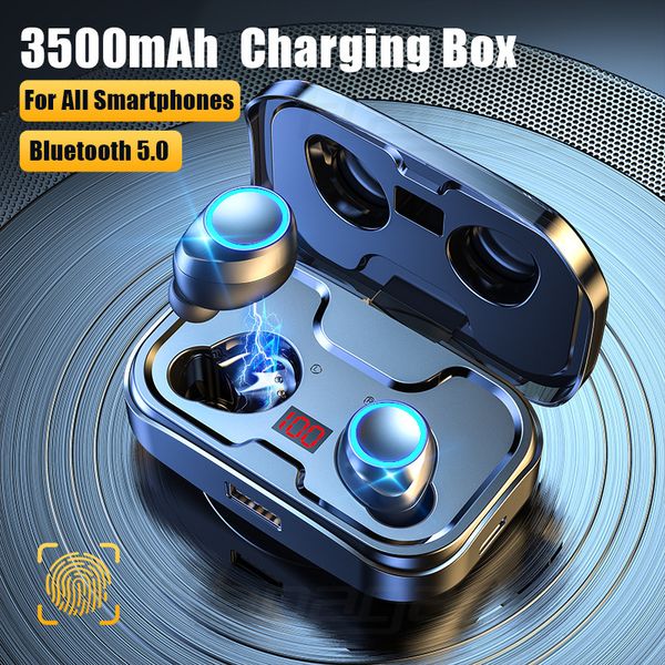 

wireless bluetooth 5.0 earphones touch control hd stereo headphones sport waterproof headset earbuds with 3500mah charge case