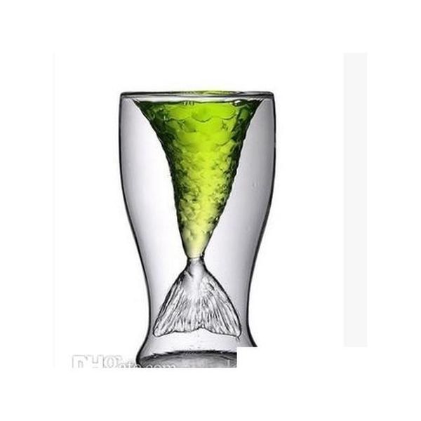 

2020 creative mermaid glass double layer cup red wine glass beer glass tjsmw