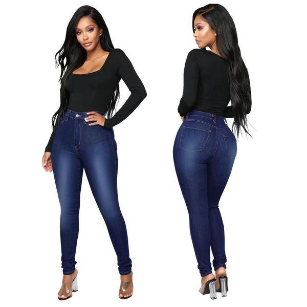 

woman jeans wholesale selling stretch high waist womens jeans pencil feet pants, Blue