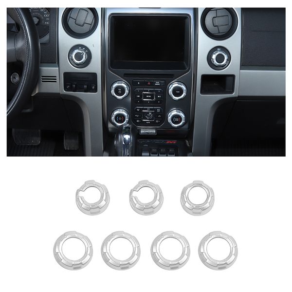 

car central control knob decoration ring cover silver for ford f150 raptor 2013 2014 interior accessories