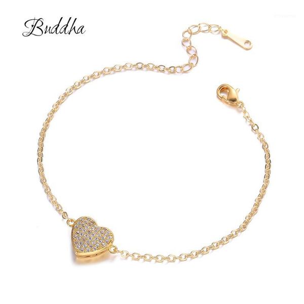 

gold boho cz heart charms bracelets for women men tiffan jewelry armbanden voor vrouwen bridesmaid gift never faded1, Golden;silver