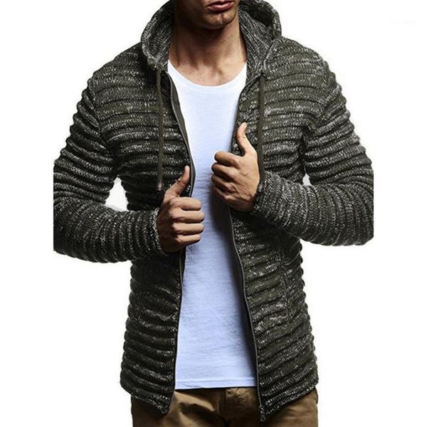 

men's sweaters 2021 hooded drawstring sweater men autumn fashion solid zip up casual warm knitting jumper male coats1, White;black