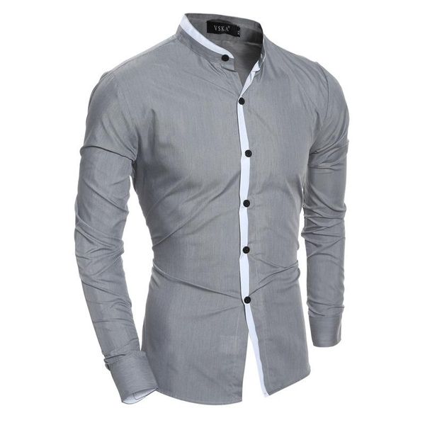 

men's casual shirts patchwork fashion plain men shirt slim fit dress long sleeve turn-down collar spring cotton camisa masculina, White;black