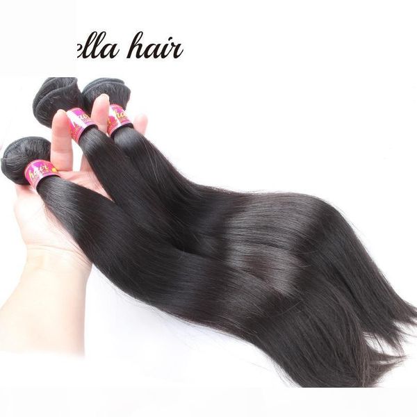 

bella hair silky straight virgin hair weave brazilian peruvian indian hair weft natural color hair extensions 3pcs 4pcs ing, Black