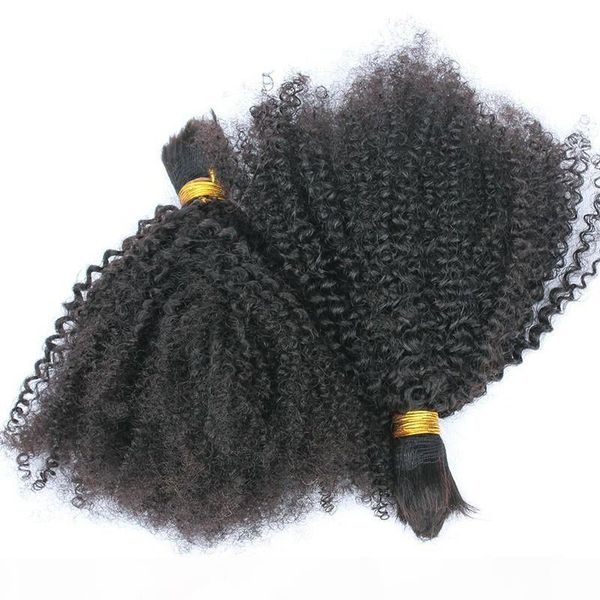 

human braiding hair bulk no weft unprocessed kinky curly unprocessed human hair for braiding bulk no attachment brazilian hair bulk, Black