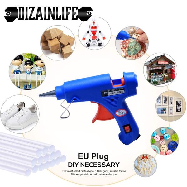

20w eu melt glue gun with 7mm glue sticks industrial mini guns thermo electric heat temperature repair tool diy hand tools
