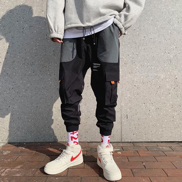 

pr men's casual fashion pants 2020 harem pants woman printed casual hip hop harajuku straight loose streetwear1, Black