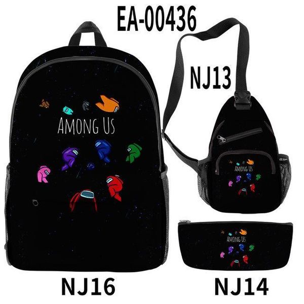 

new arrival backpack 3 piece set among us impostor teenager boys girls students scholol bags women men casual outdoor streetwear travel bag