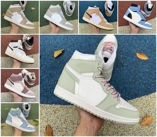 

jumpman 1 basketball shoes 1s og trainers designer element gore light bone university blue hand crafted grey green tan gum brushstroke barel