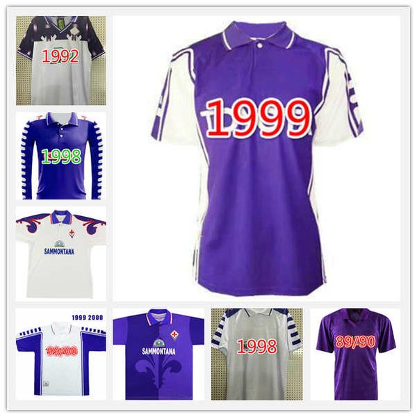

1998 fiorentina retro 92 93 1999 00 2021 camicia di calcio maglie batistuta 99 00 florence home jersey retro futebol longe de manga comprid, Black;yellow