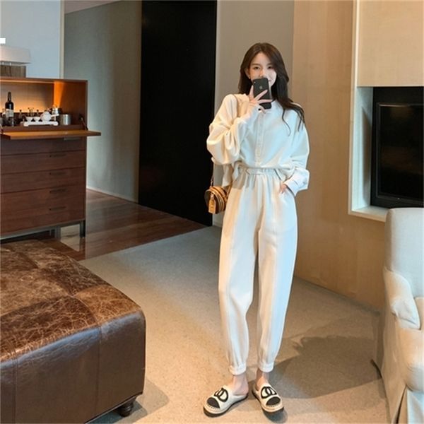 

new two-piece 2021 ensemble cardigan and winter sweatpants woman clothes kpop style 75hh vetk, Gray
