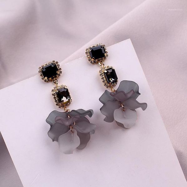 

aensoa 2020 korea style gray rose resin drop earrings for women statement geometric flower earrings party jewelry new arrivals1, Silver