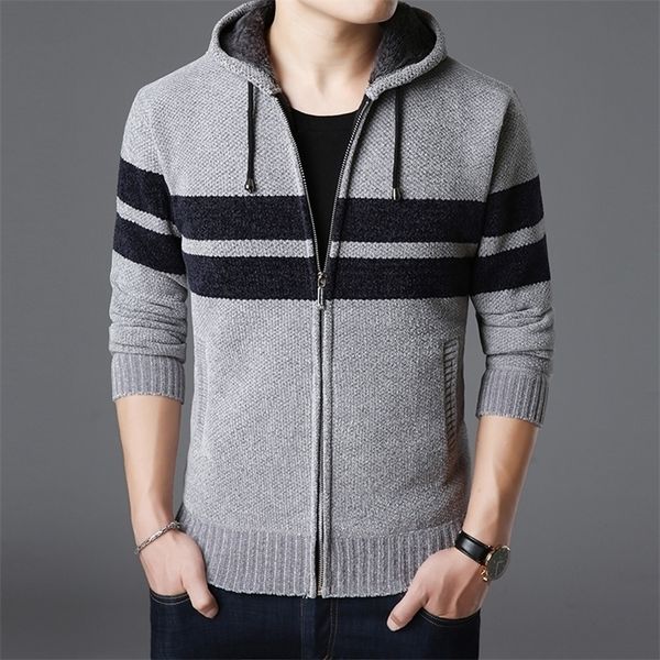 

new fashion brand sweater men kardigan striped slim fit jumpers knitwear grade winter korean style casual men clothes 201105, White;black