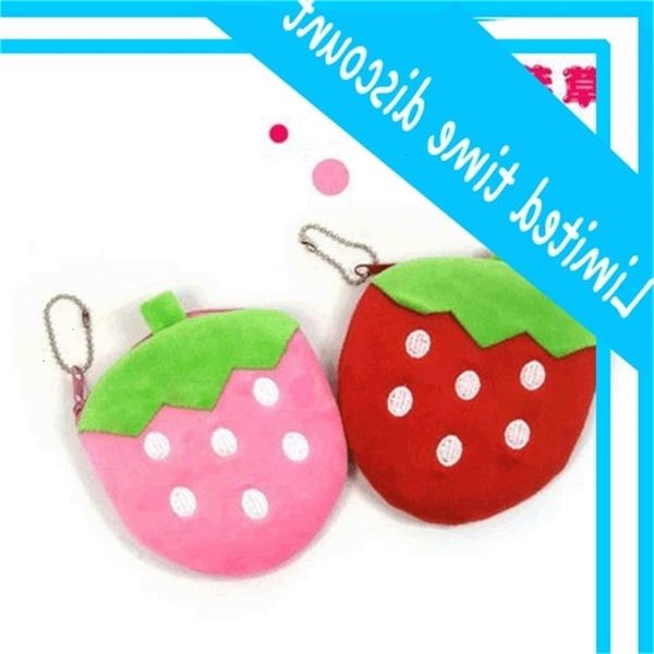 

special korean strawberry fruit cartoon plush toy change card bag