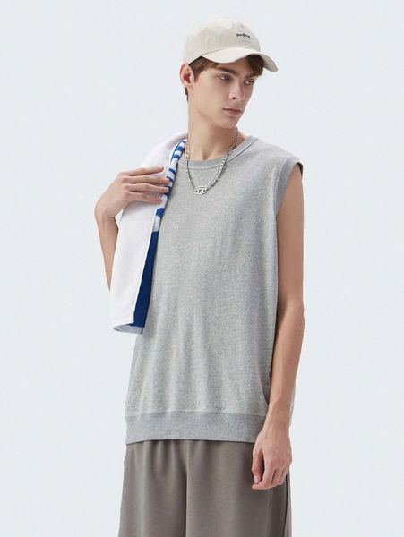 

men stitch detail solid tank m9mu#, White;black