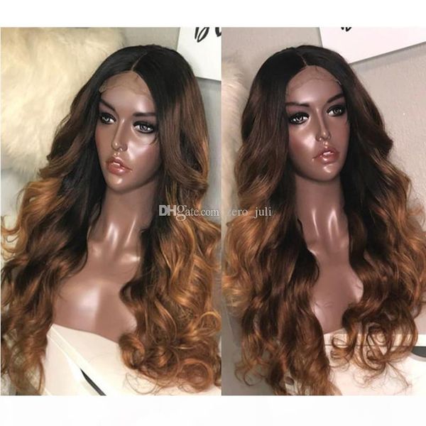 

150 density ombre honey blonde color 1b 30 thick glueless full lace human hair wigs brazilian body wavy lace front wig, Black;brown