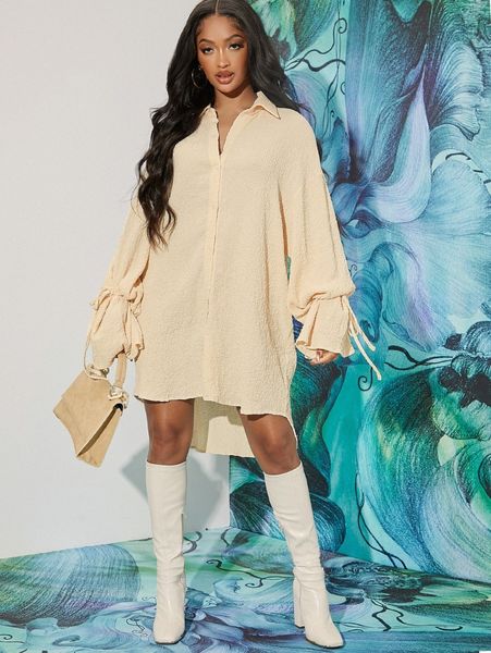 

knot cuff flounce sleeve high low longline blouse u3a5#, White
