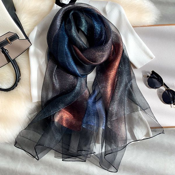 

silk wool scarf women fashion shawls and wraps lady travel pashmina scarves winter neck wram bandana 201027, Blue;gray