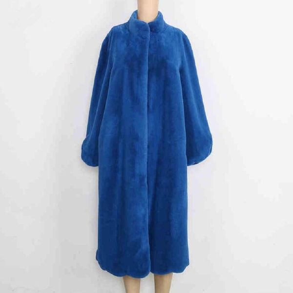 

s-3xl plus size winter faux rex fur coat women loose oversize thicker warm overcoat o-neck collar soft slim outwear l1742, Black