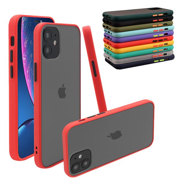 Transparente fosco fosco híbrido tpu pc desapontado case de telefone duro para iphone 12 11 pro xs max xr x 8 7 6 mais