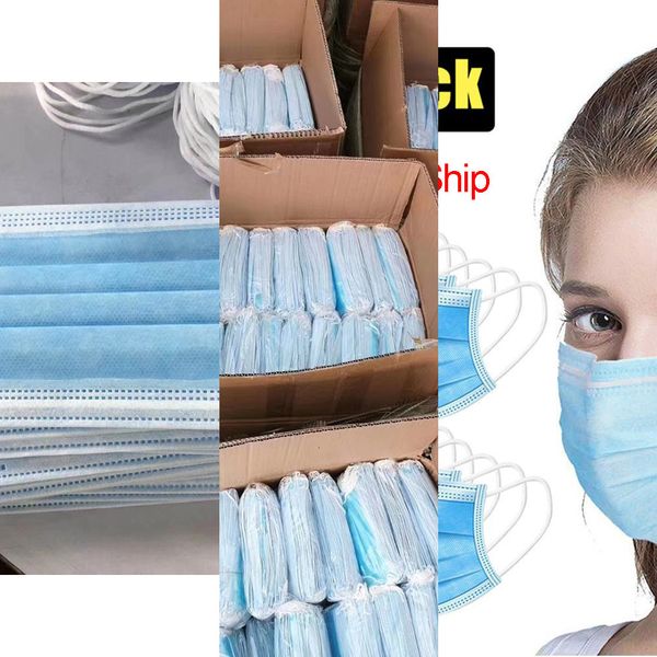 

3-ply face 3 layer ear-loop mouth masks cover non-woven disposable dust mask soft breathable outdooutletcox0