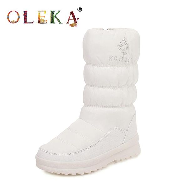 

boots oleka warm winter women platform pleated round toe sweet style snow faux wool as270, Black