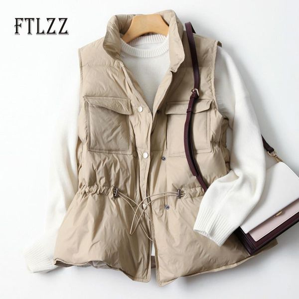 

new women sleeveless jacket autumn winter warm ultra light vest female slim double-breasted puffer short waistcoat ladies parka, Black