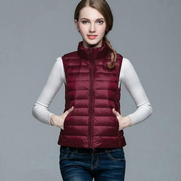 

spring autumn women green 90% white duck down vest waistcoat soft warm thin ultra light waistcoat jacket female brand vest coat, Black