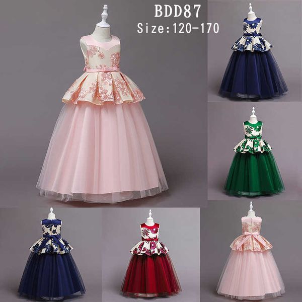 

new girl lovely big children's dress cotton blends printed dress, Red;yellow