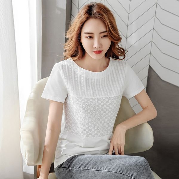 

adoza new loose short sleeve popular in the summer of 2020 2020 loose short sleeve t-shirt lace lacet-shirt lace popular in the summer of a8, White
