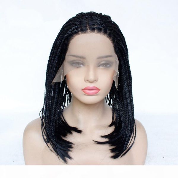 

box плетеного парики боб парик фронта шнурок для женщин natural black glueless короткого боба плетеного парика шнурок средней части half сто