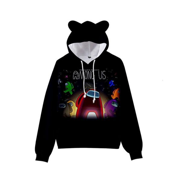

2021 hoodie sweatshirt for men among us women kawaii cat ears cute hip hop harajuku streetwear boys girls sportswear overcoats, Black