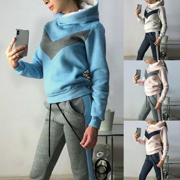 

autumn and winter clothes for women tracksuit womens new sports and leisure suit 2 piece outfits for women pants and top, Gray