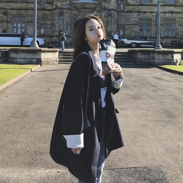 

u-swear 2020 new arrival women fashion casual blazer single button long line full sleeve soft female preppy style suit coat, White;black