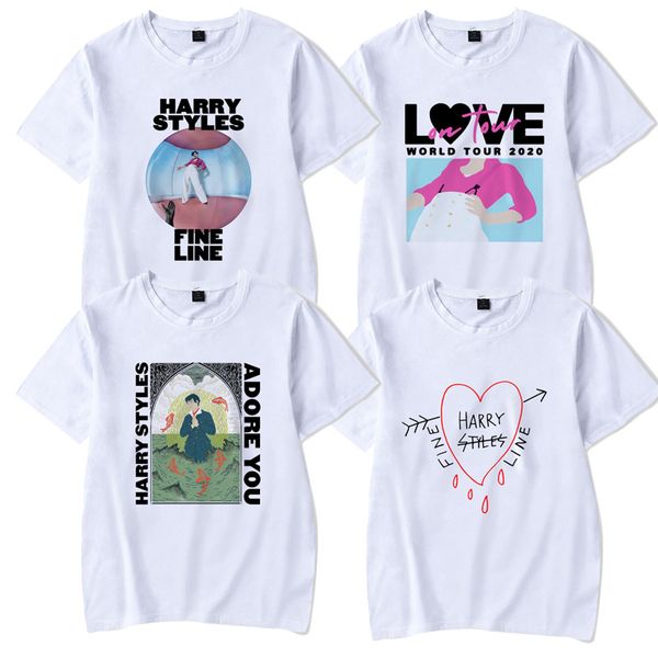 

harry styles fine line flower print short sleeve t-shirt, White
