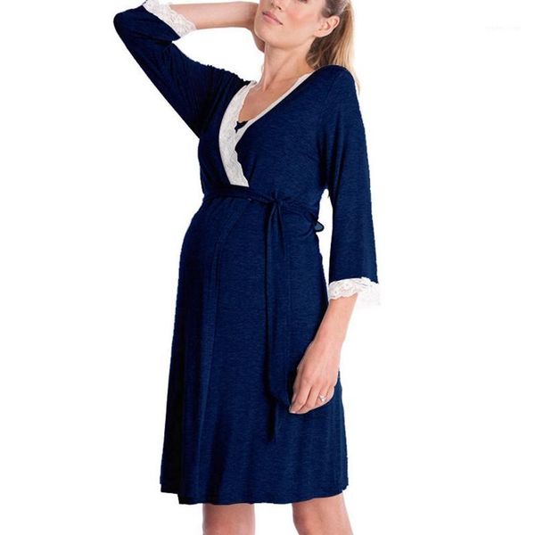 

women dress for pregnant women mother lace pregnant long sleeve nursing baby for maternity pajamas dress1, White