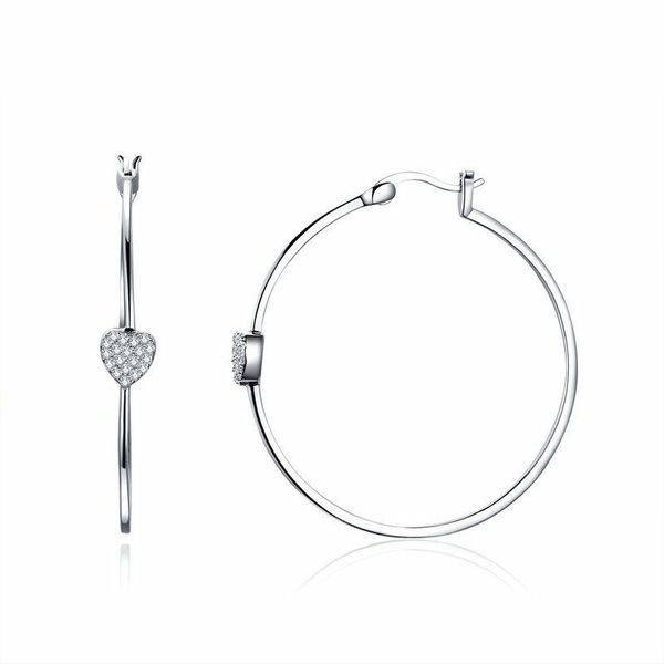 

exquisuite 925 silver zirconia large circle hoop earrings for women valentine's day present, Golden;silver