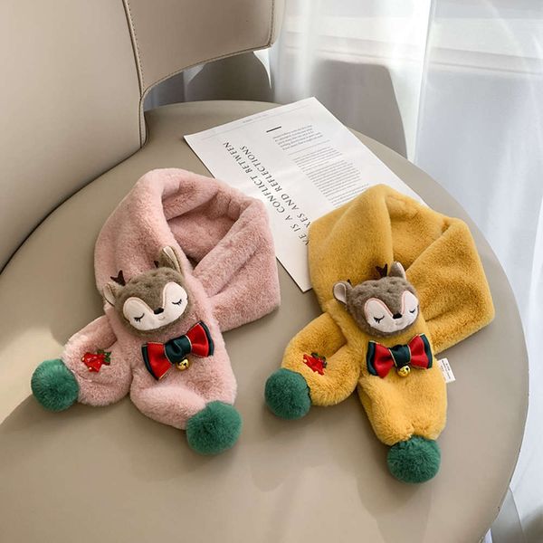 

in gift thickened children's plush autumn scarf and winter abdq, Red;brown