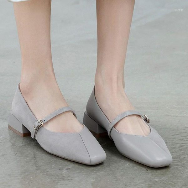 

dress shoes 2021 autumn square heel head shallow mouth leather comfortable women's shoes1, Black