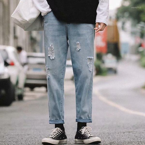 

men's jeans loose ripped men's korean style trendy brand broken hole pants baggy harem blue vintage denim casual street1