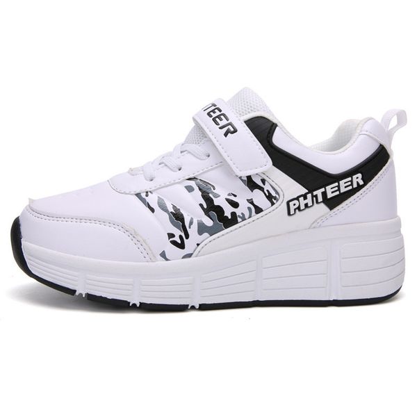 

risrich kids roller skates shoes for toddler boy girl children tennis sneakers with wheels kids boys girls rollers skate shoes 201130, Black