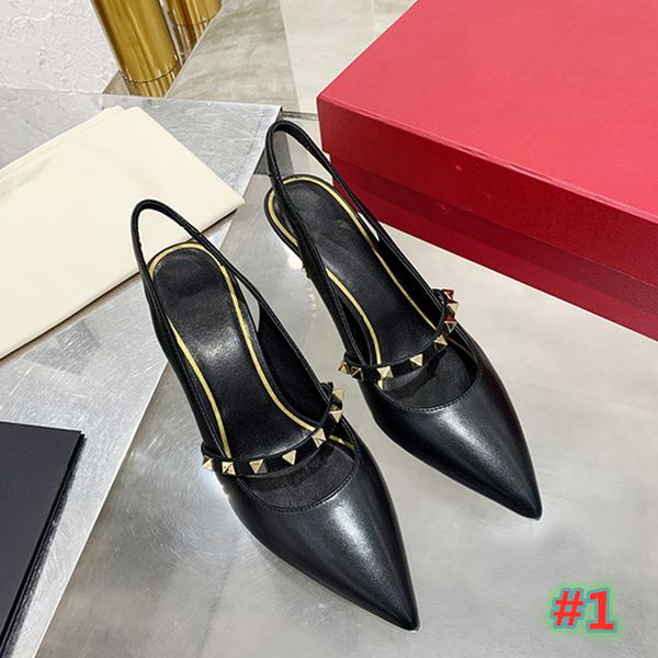 

2021 brand women's high-heeled shoes women's high-heeled sandals fashion shoes with rivets bride's high-heeled shoes heel 7cm, Black