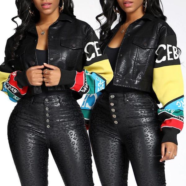 

cropped leather jacket women 2020 autumn winter faux leather coat ladies pu short biker jacket cute egirl streetwear coat1