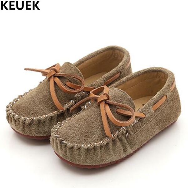 

new children baby toddler genuine leather shoes boys girls moccasins bowknot loafers kids casual flats 02, Black;red