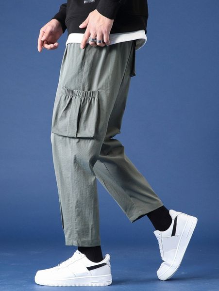 

men flap pocket cargo pants w4ve#, Black