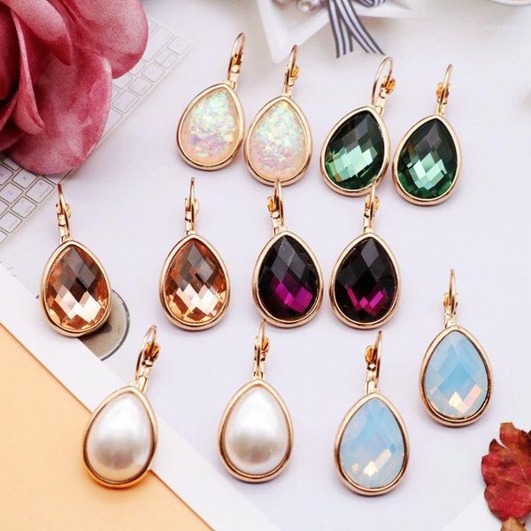 

stud teardrop earrings glass stones more colors party modern gift1, Golden;silver