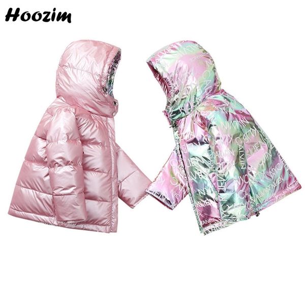 

winter double side white duck down jacket for girls 4-11 age cute minimalist hooded reflective coat boys 2020 new kids outerwear lj201017, Blue;gray